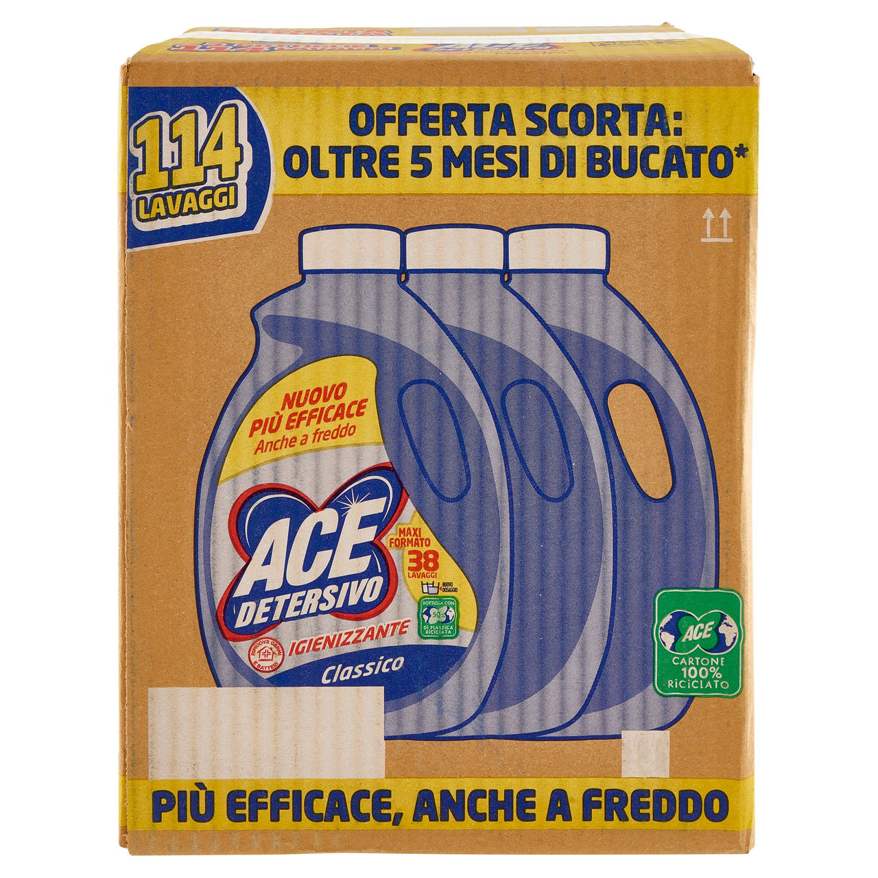 Ace Detersivo Igienizzante Classico 3 x 38 Lavaggi 3 x 1900 ml