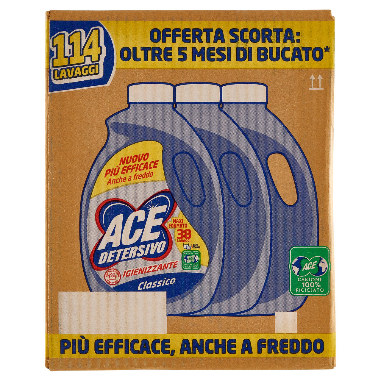 Ace Detersivo Igienizzante Classico 3 x 38 Lavaggi 3 x 1900 ml
