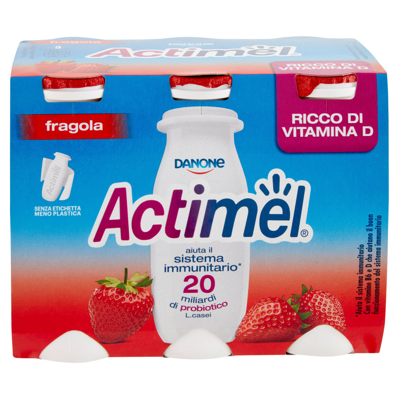 Actimel yogurt da bere arricchito con calcio, vitamina B6 e D, gusto fragola 6 x 100 g