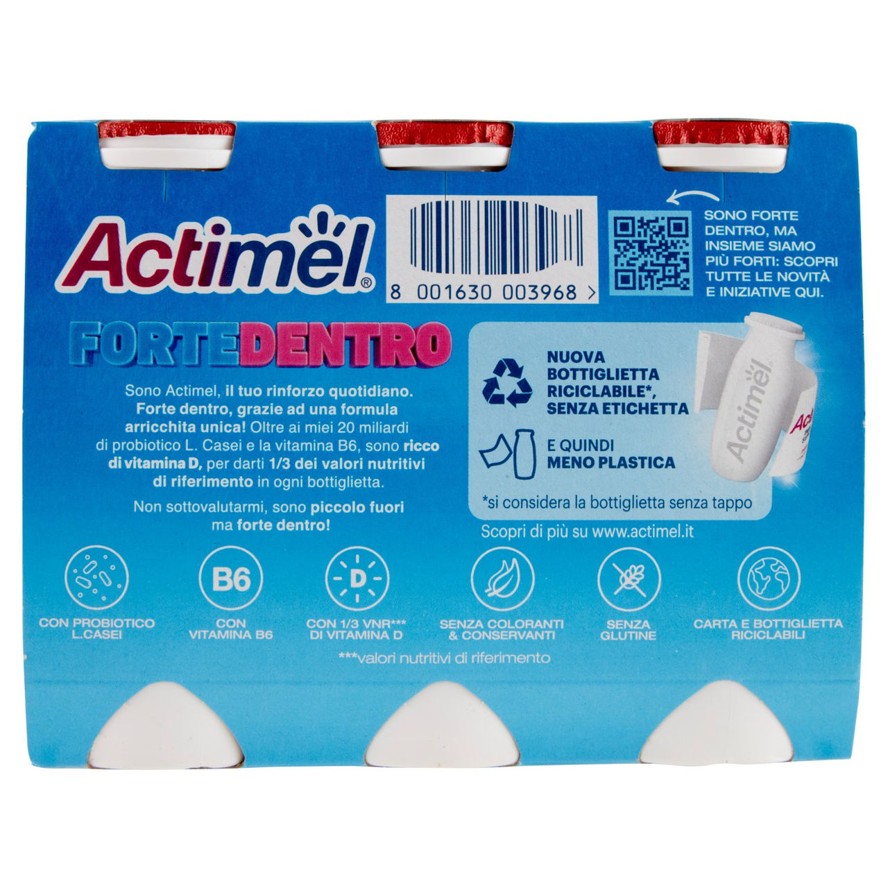 Actimel yogurt da bere arricchito con calcio, vitamina B6 e D, gusto fragola 6 x 100 g