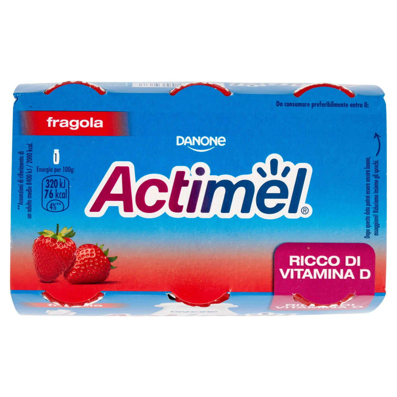 Actimel yogurt da bere arricchito con calcio, vitamina B6 e D, gusto fragola 6 x 100 g