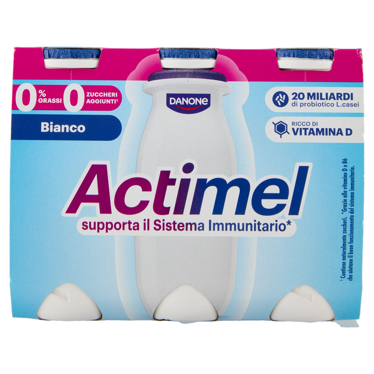 ACTIMEL, Yogurt da Bere con Vit B6 e D per il Sistema Immunitario, 0% grassi, Bianco Naurale, 6X100G