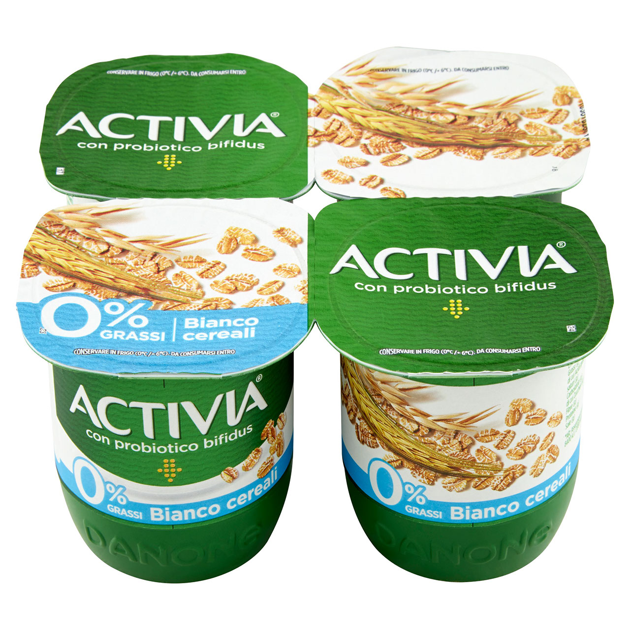 Activia 0% Grassi Bianco cereali 4 x 125 g