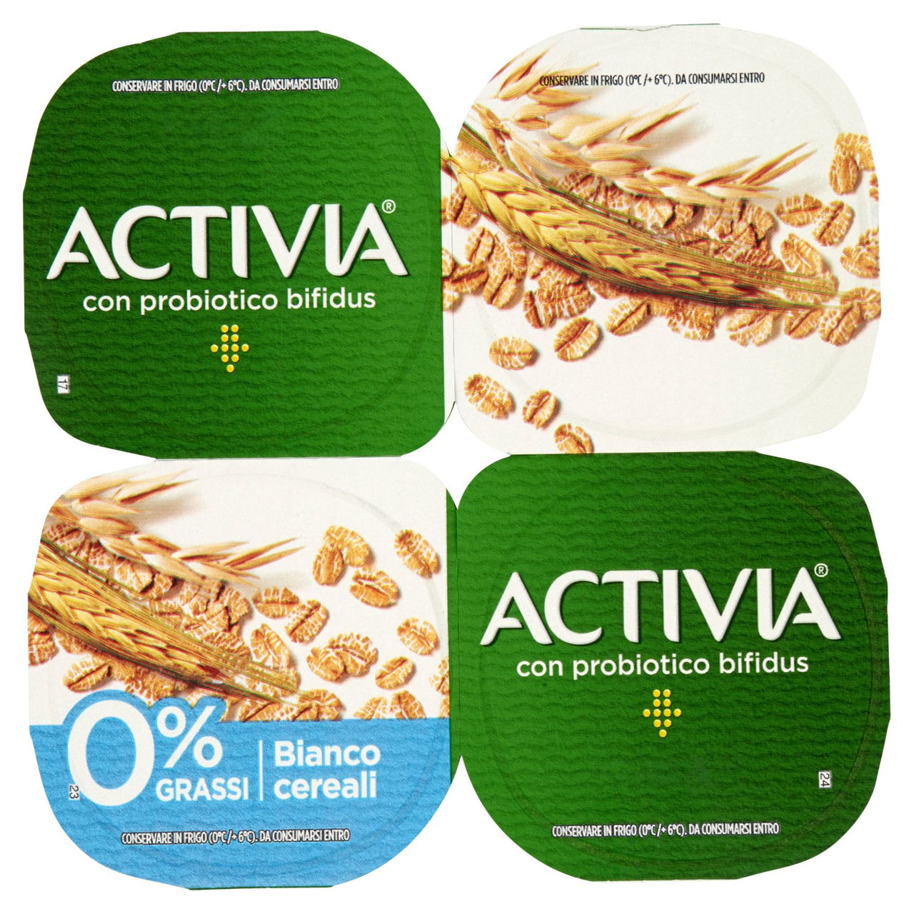 Activia 0% Grassi Bianco cereali 4 x 125 g