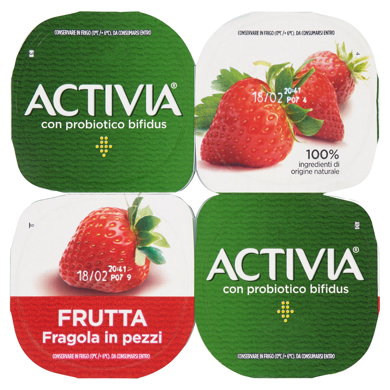 Activia Frutta Fragola in pezzi 4 x 125 g