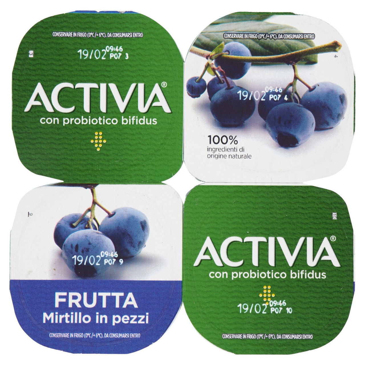 Activia Frutta Mirtillo in pezzi 4 x 125 g