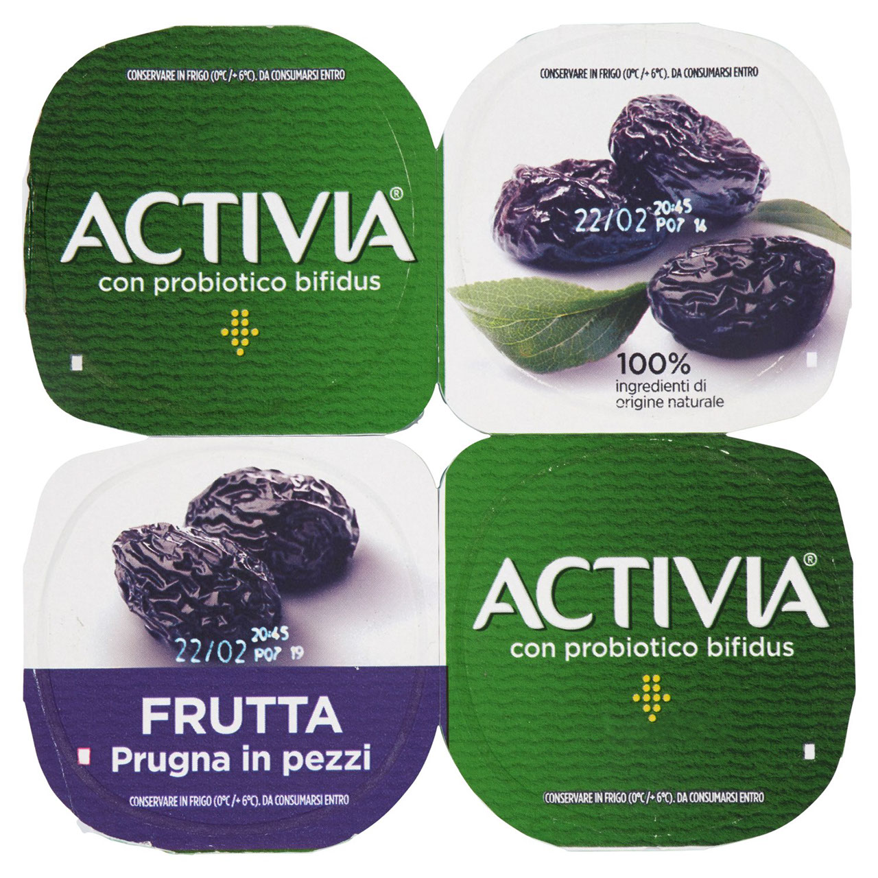 Activia Frutta Prugna in pezzi 4 x 125 g