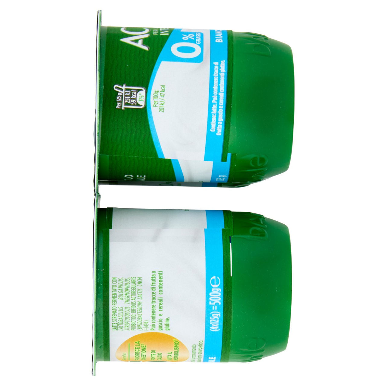 ACTIVIA Yogurt con Probiotico Bifidus, 0% Grassi, 0% Zuccheri Aggiunti, Bianco Naturale, 4x125g