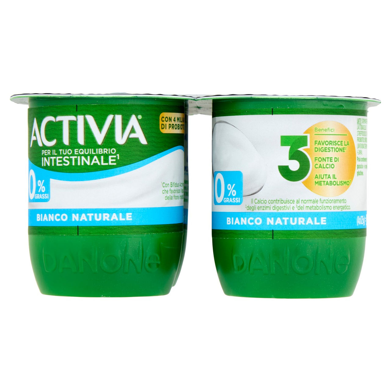 ACTIVIA Yogurt con Probiotico Bifidus, 0% Grassi, 0% Zuccheri Aggiunti, Bianco Naturale, 4x125g
