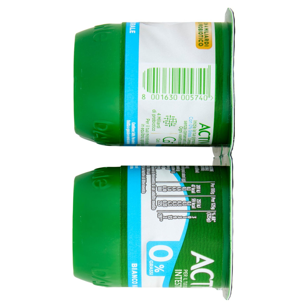 ACTIVIA Yogurt con Probiotico Bifidus, 0% Grassi, 0% Zuccheri Aggiunti, Bianco Naturale, 4x125g