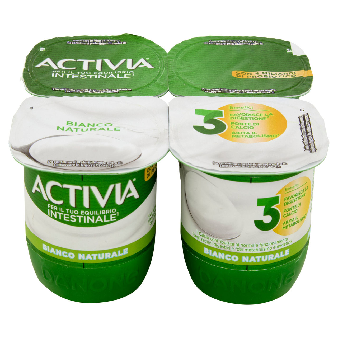 ACTIVIA Yogurt con Probiotico Bifidus, 0% Zuccheri Aggiunti, Bianco Naturale 4x125g