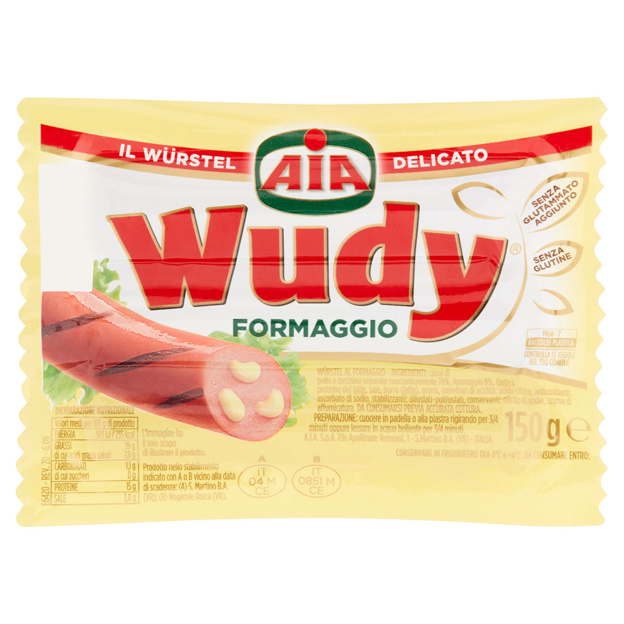 Aia Wudy Formaggio 150 g in vendita online