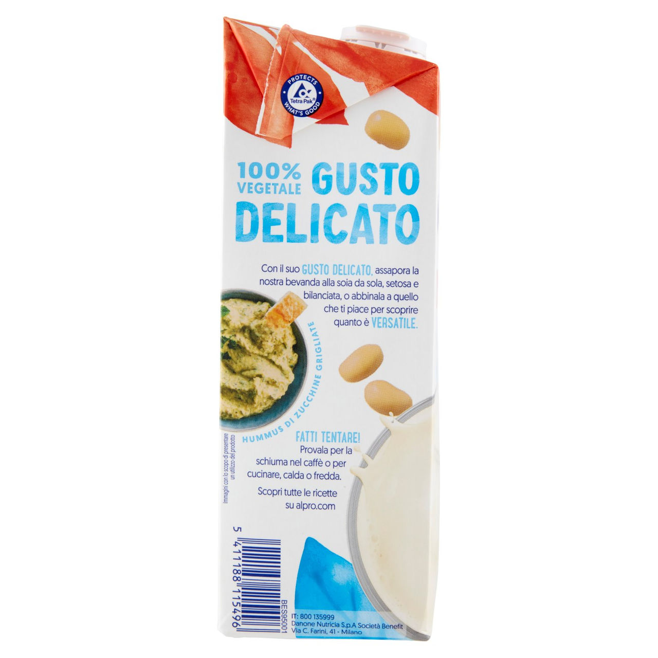 alpro Senza Zuccheri, Bevanda alla Soia 100% vegetale con vitamine B2, B12 e D 1 Litro