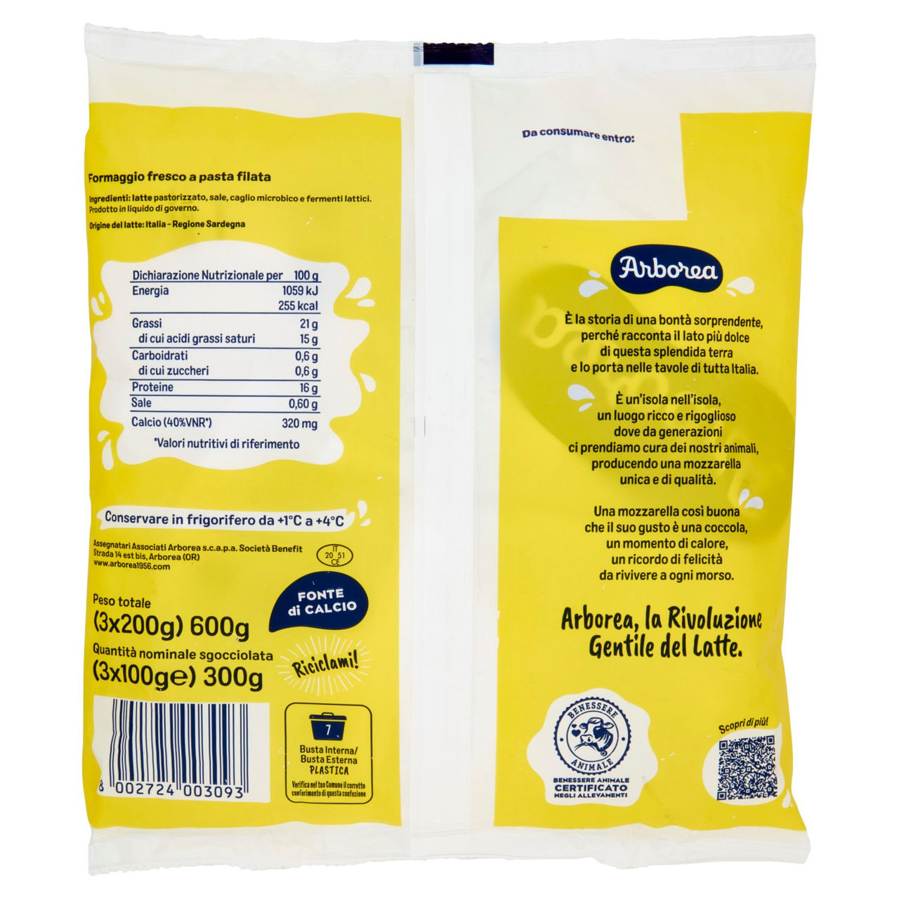 Arborea Mozzarella Fior di Latte 3 x 100 g