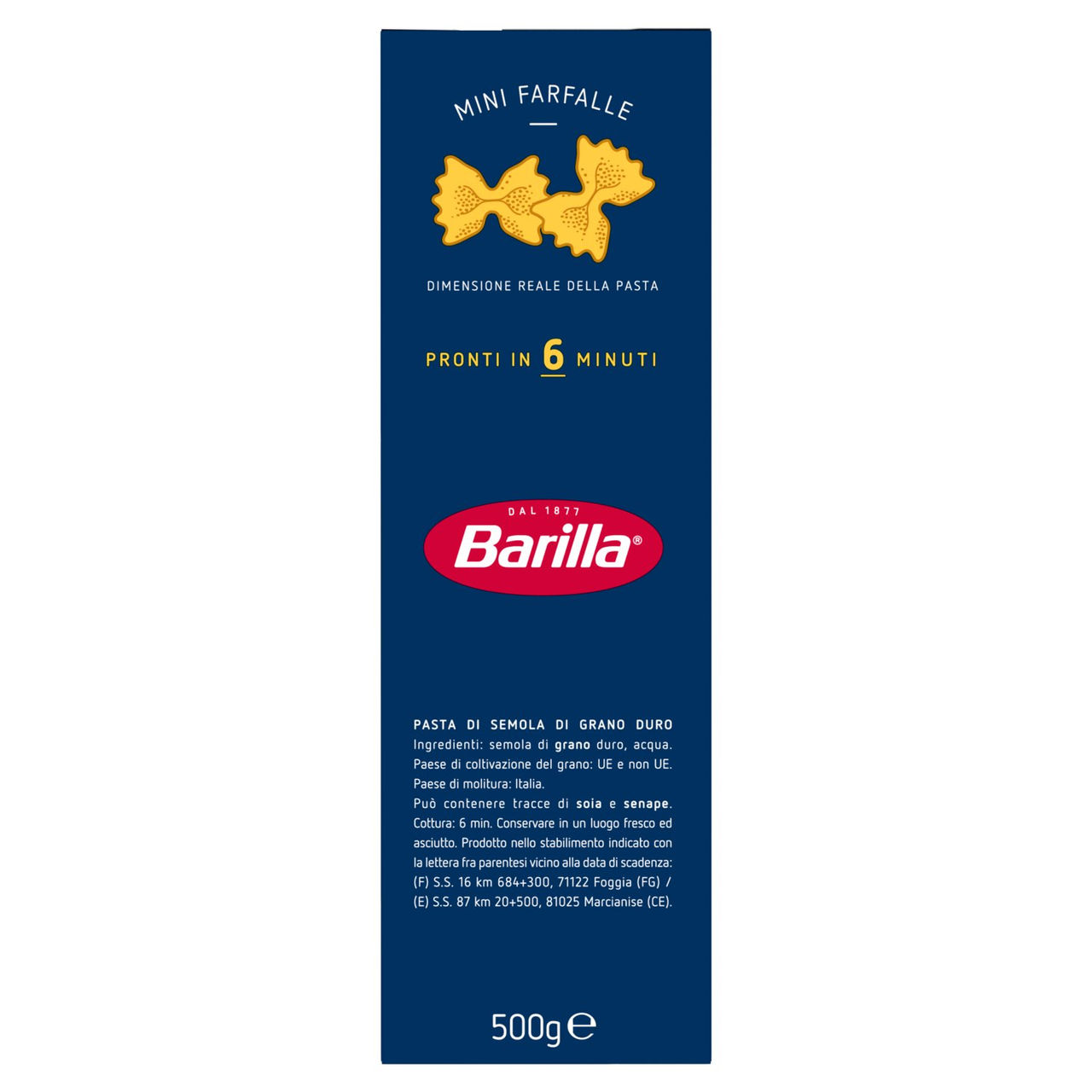 Barilla Pasta Piccolini Mini Farfalle 500g