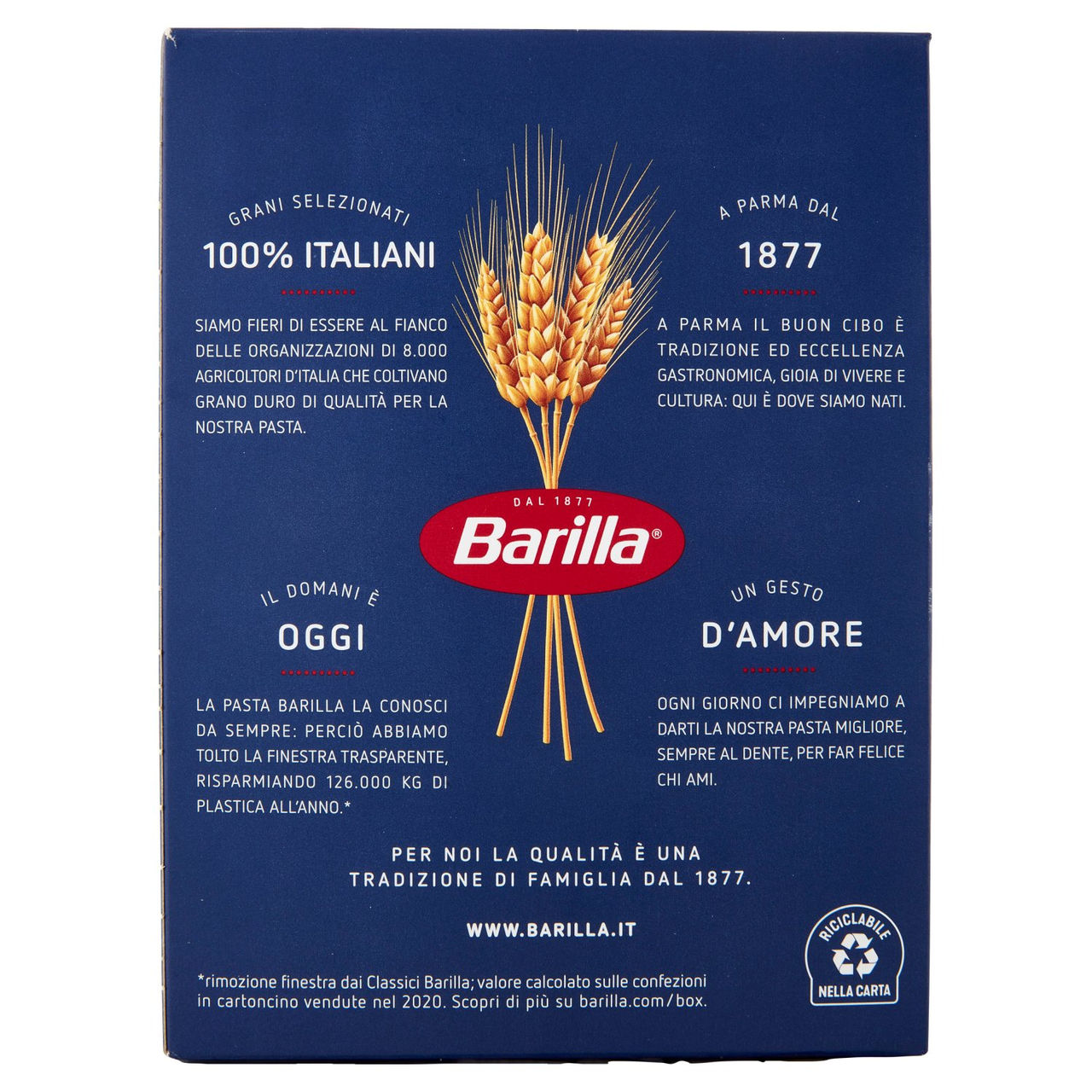 Barilla Pasta Pipe Rigate n.91 100% Grano Italiano 500g