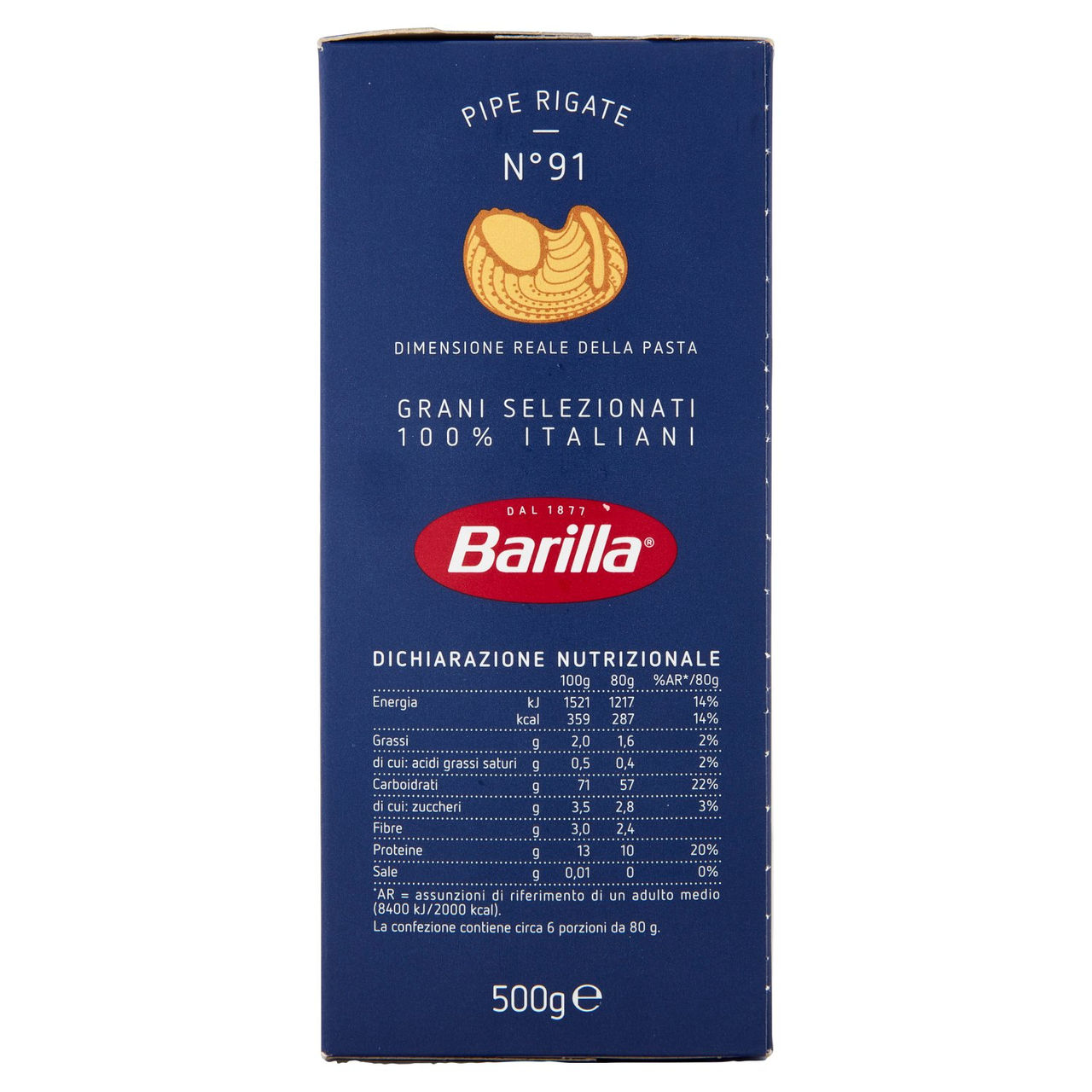 Barilla Pasta Pipe Rigate n.91 500g