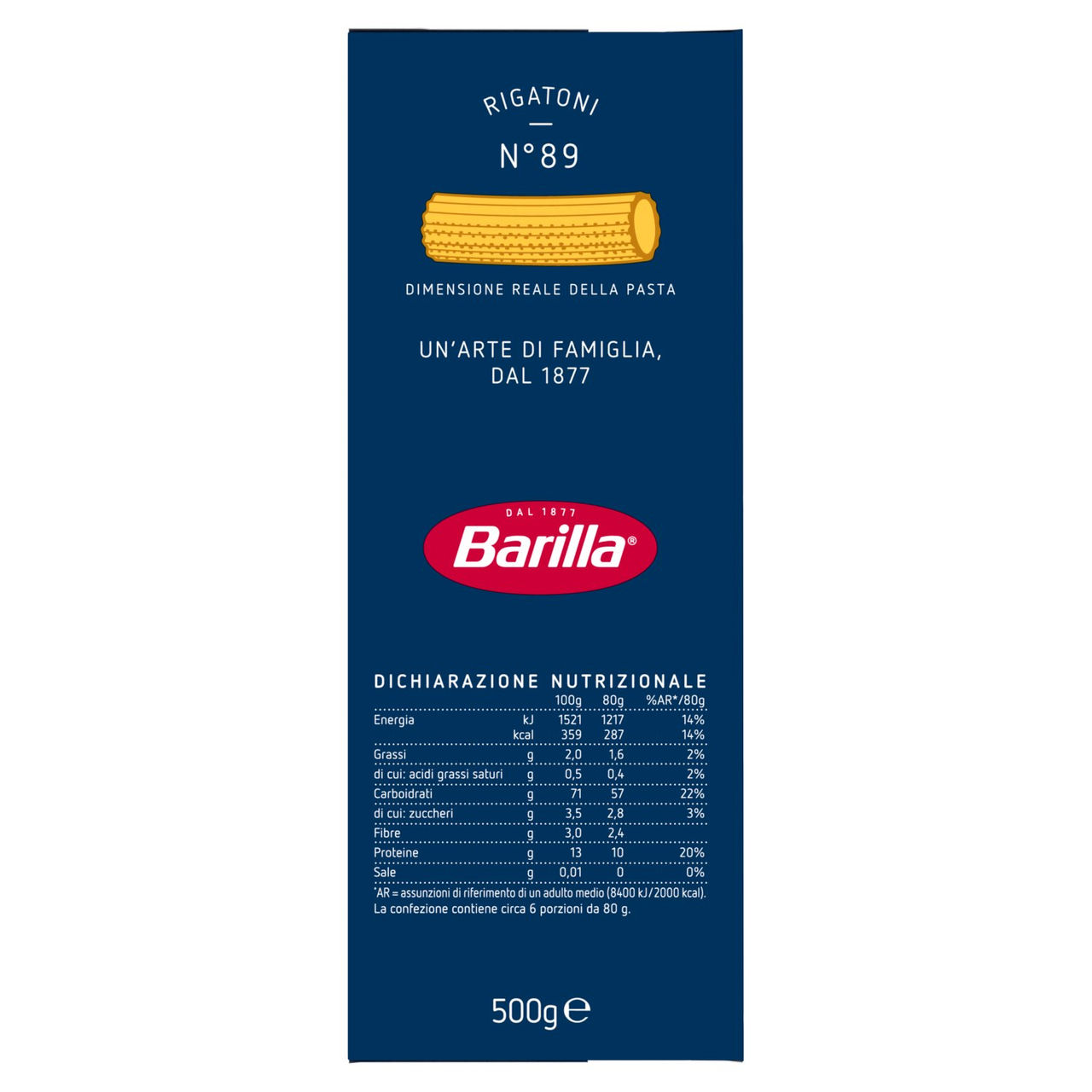 Barilla Pasta Rigatoni n.89 500g