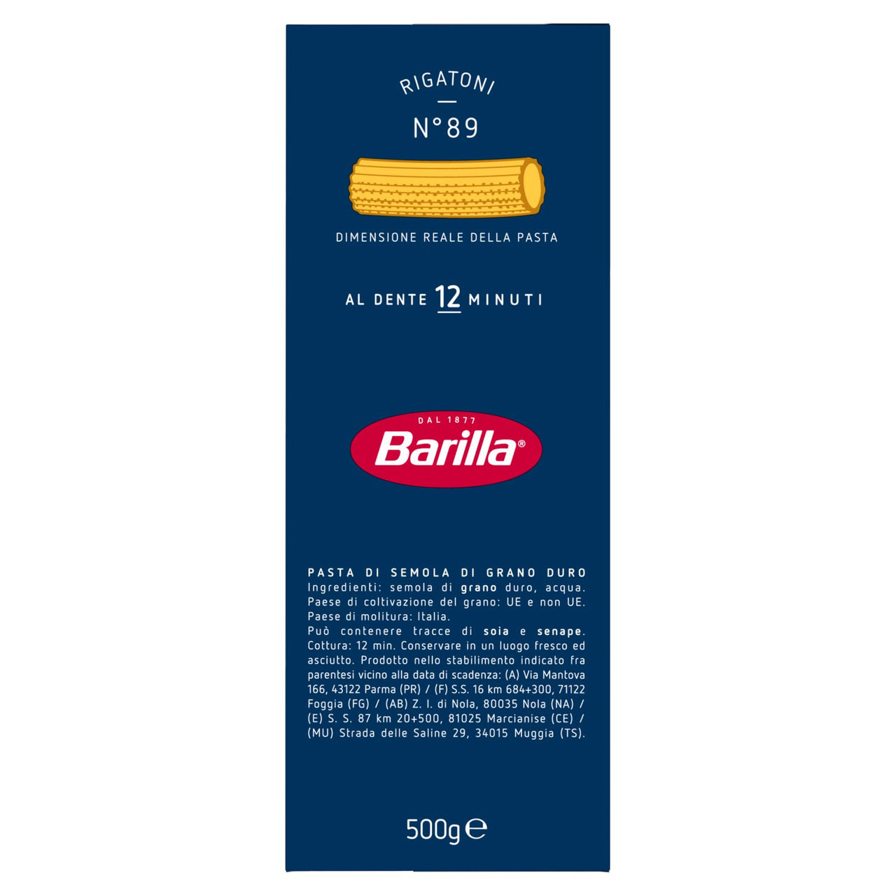 Barilla Pasta Rigatoni n.89 500g