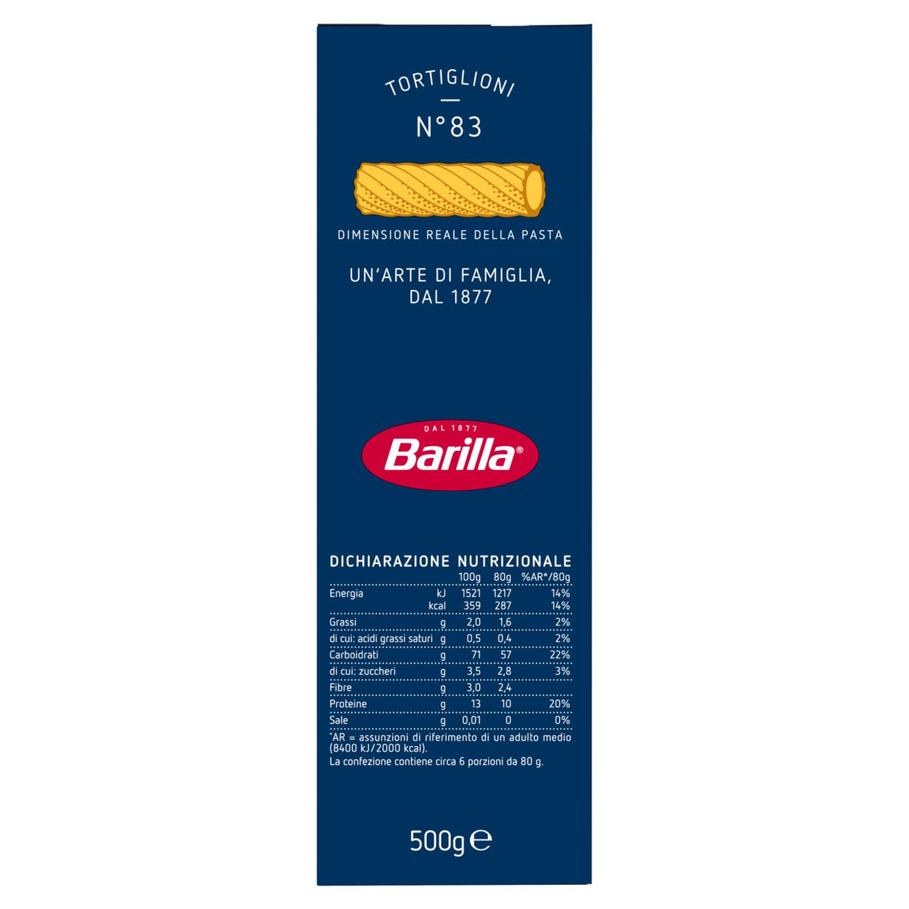 Barilla Pasta Tortiglioni n.83 500g