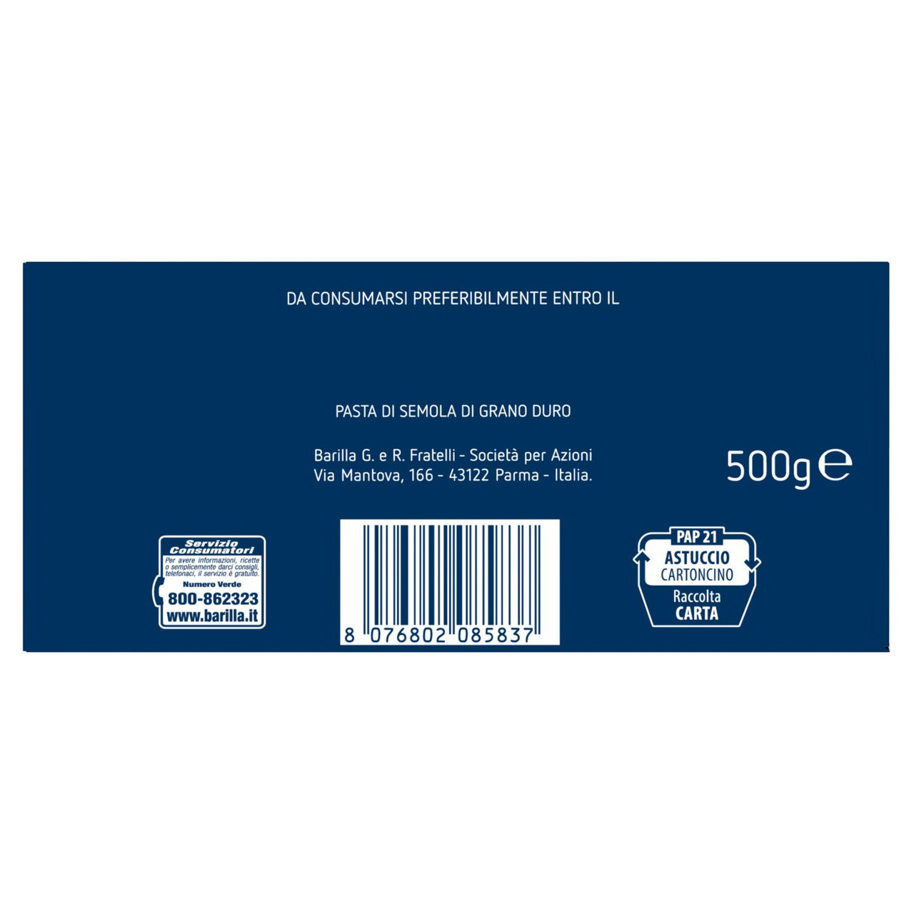 Barilla Pasta Tortiglioni n.83 500g