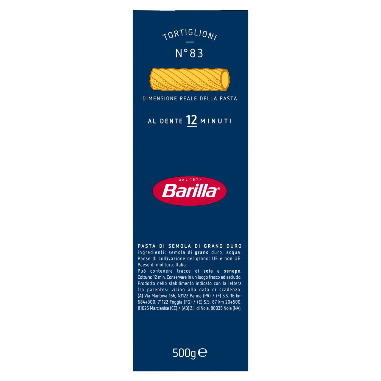 Barilla Pasta Tortiglioni n.83 500g