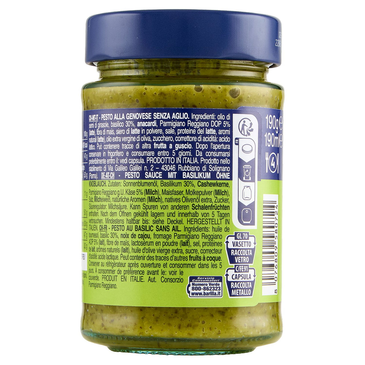 Barilla Pesto alla Genovese Senza Aglio 190 g