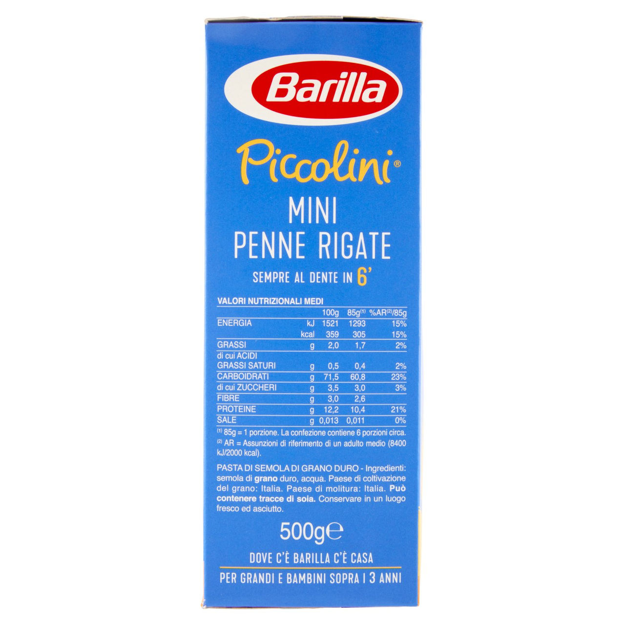 Barilla Piccolini Grano Italiano Mini Penne Rigate