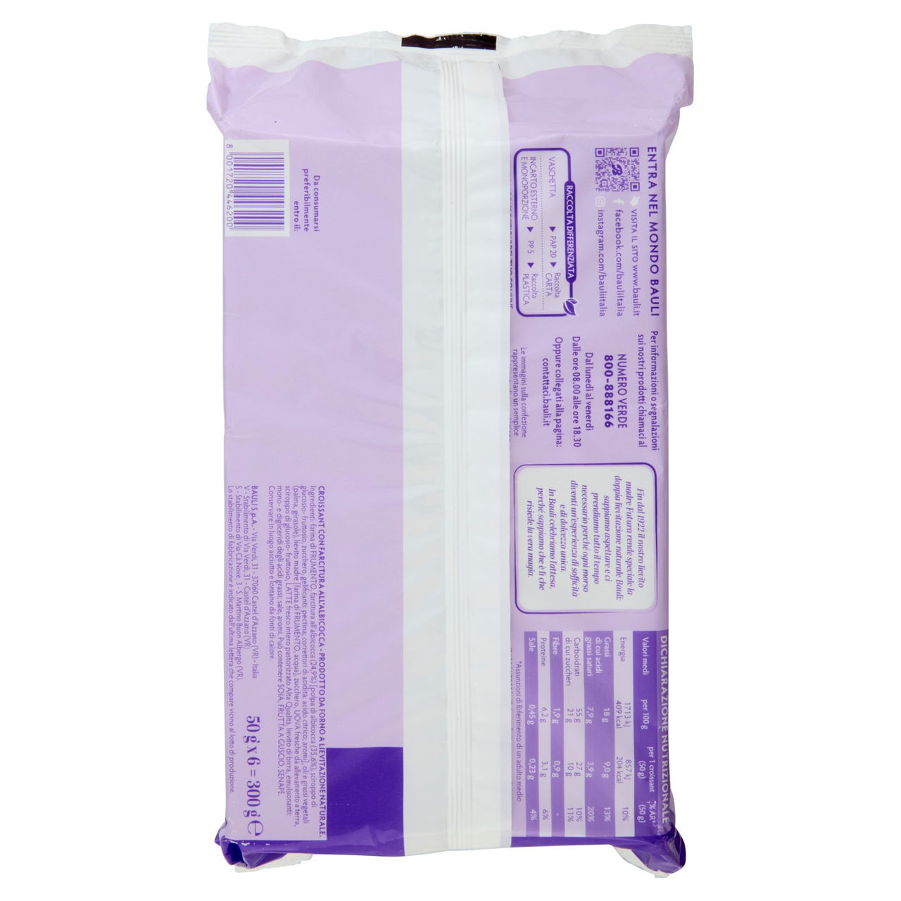 Bauli i Classici Croissant Albicocca 6 x 50 g