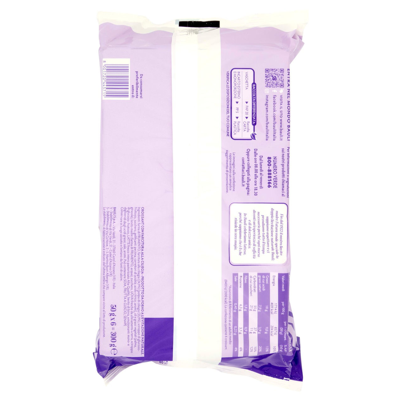 Bauli i Classici Croissant Ciliegia 6 x 50 g