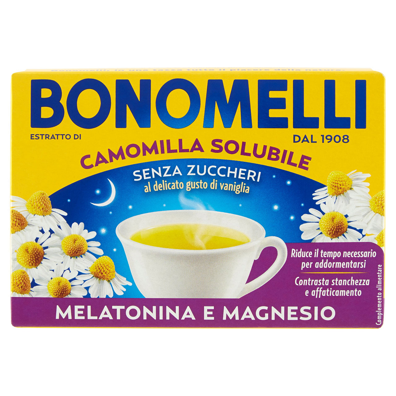 Bonomelli Estratto di Camomilla Solubile Senza Zuccheri Melatonina e Magnesio 16 x 4,5 g