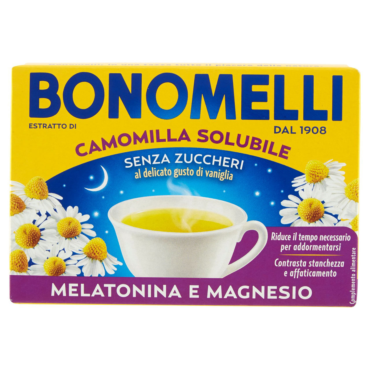 Bonomelli Estratto di Camomilla Solubile Senza Zuccheri Melatonina e Magnesio 16 x 4,5 g