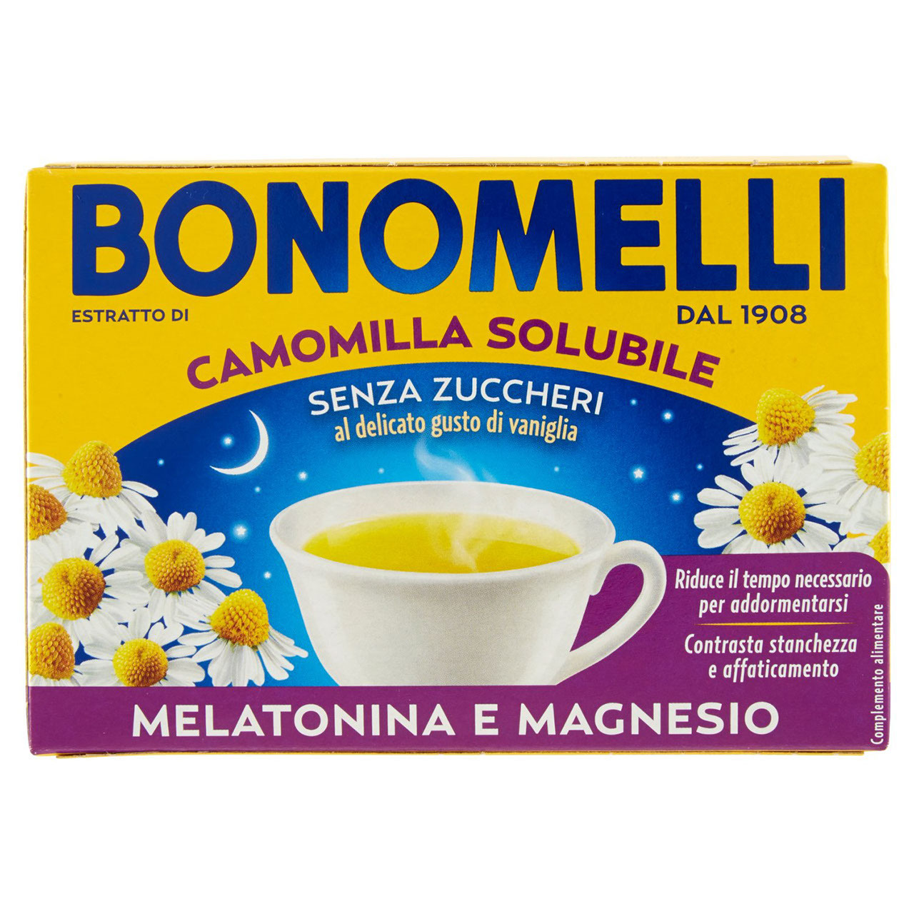 Bonomelli Estratto di Camomilla Solubile Senza Zuccheri Melatonina e Magnesio 16 x 4,5 g