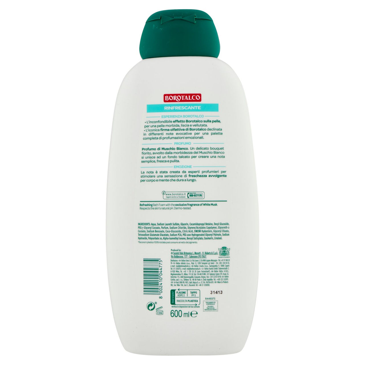 Borotalco Muschio Bianco Rinfrescante Bagnodoccia 600 ml