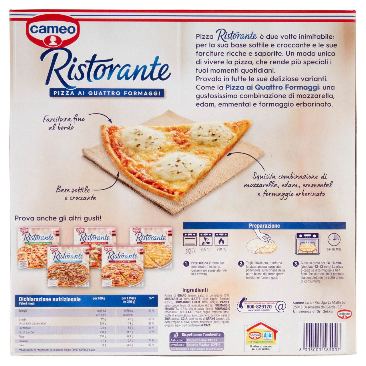 cameo Ristorante Pizza ai Quattro Formaggi 340 g