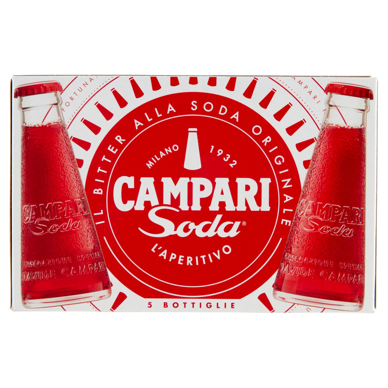 Campari Soda l'Aperitivo Bitter alla Soda Bottiglie 5 x 9,8 cl