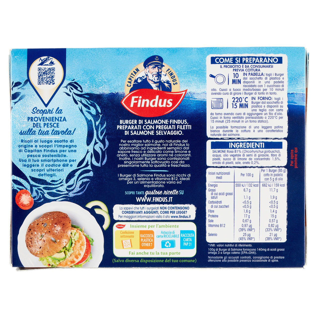 Capitan Findus Burger di Salmone 170 g