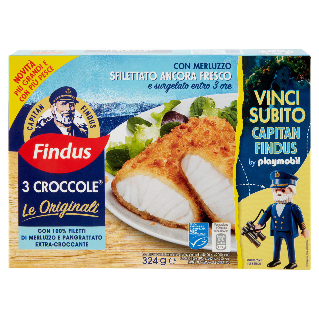 Capitan Findus 3 Croccole con 100% Filetti di Merluzzo - Le originali 324 g