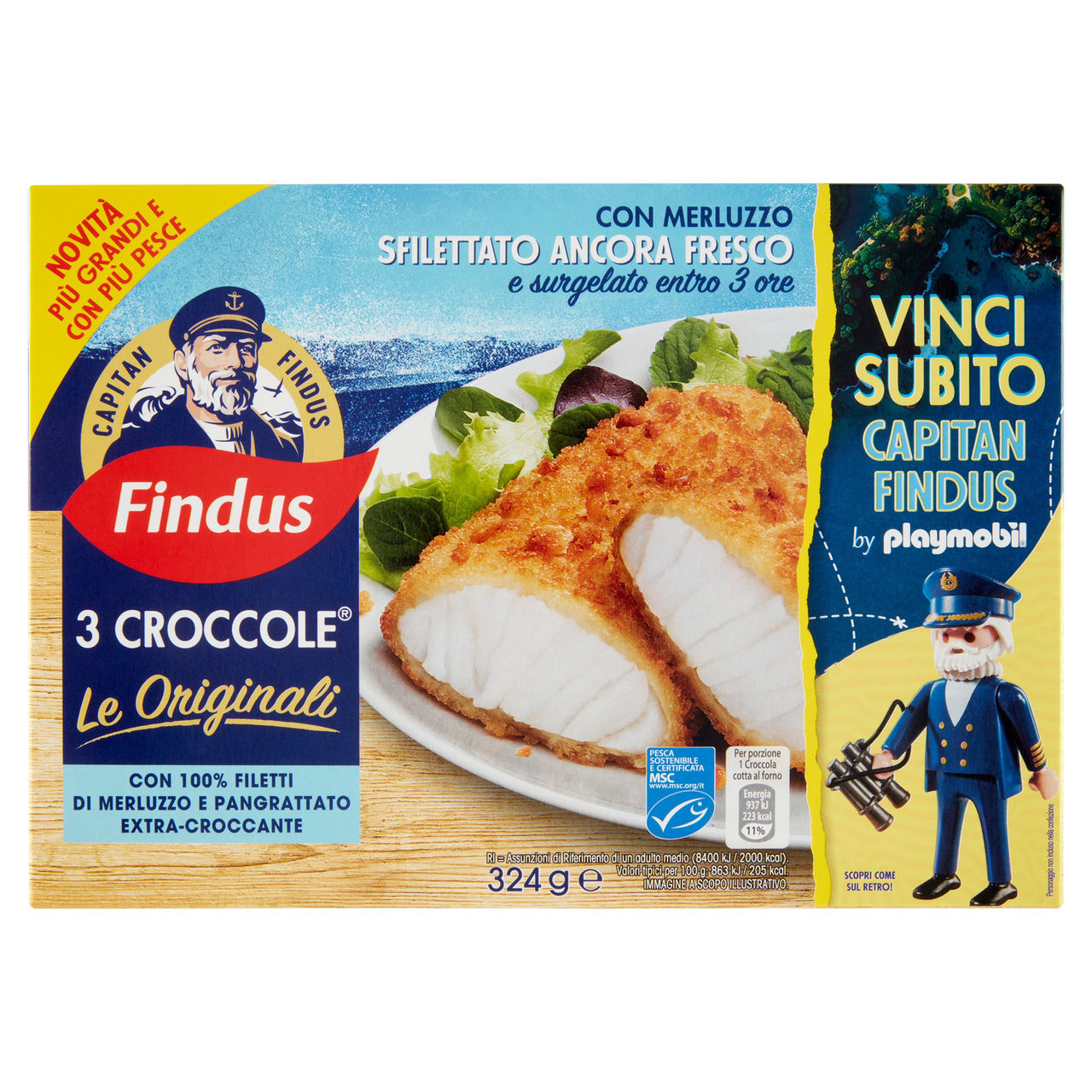 Capitan Findus 3 Croccole con 100% Filetti di Merluzzo - Le originali 324 g