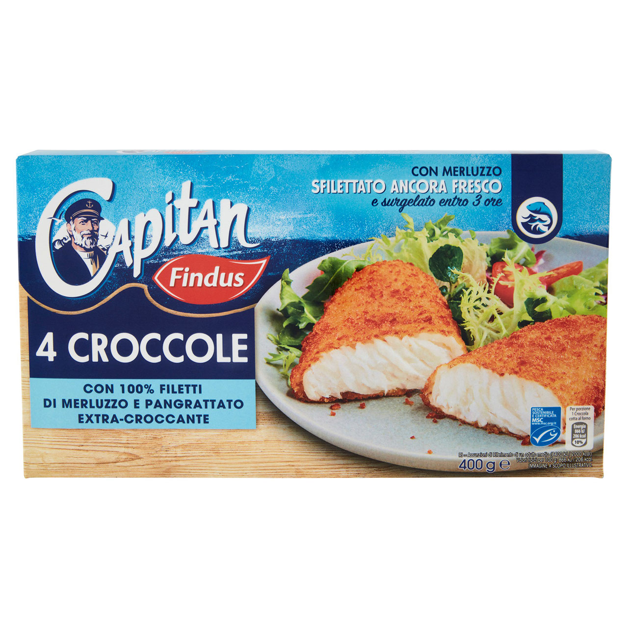 Capitan Findus 4 Croccole con 100% Filetti di Merluzzo 400 g