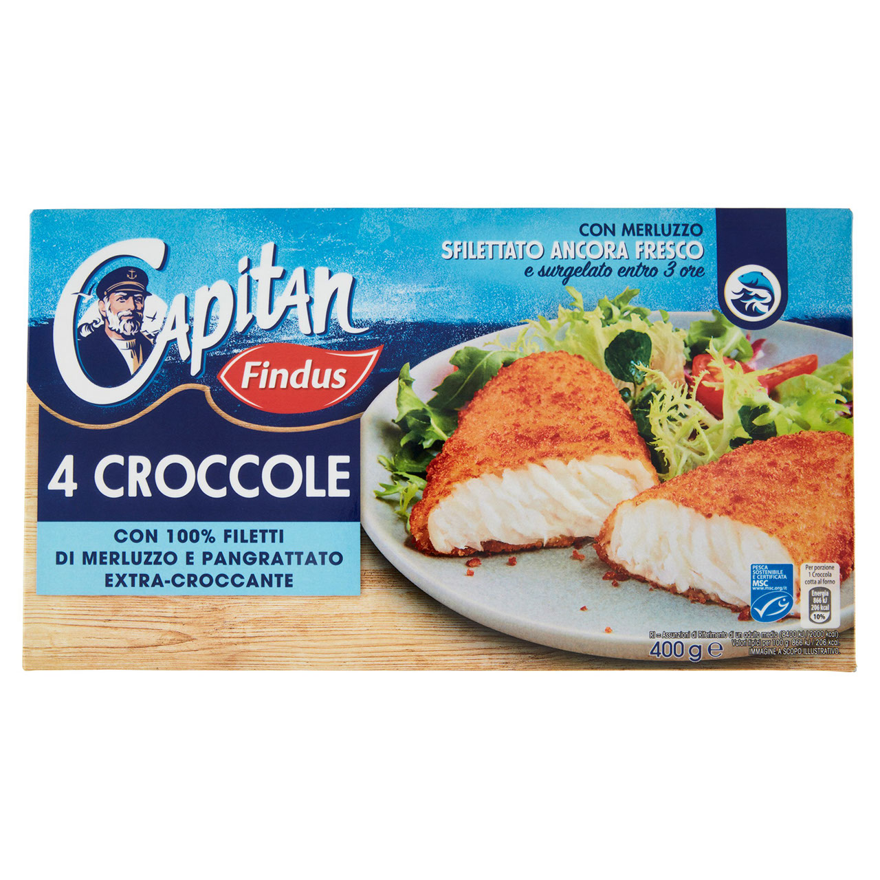 Capitan Findus 4 Croccole con 100% Filetti di Merluzzo 400 g