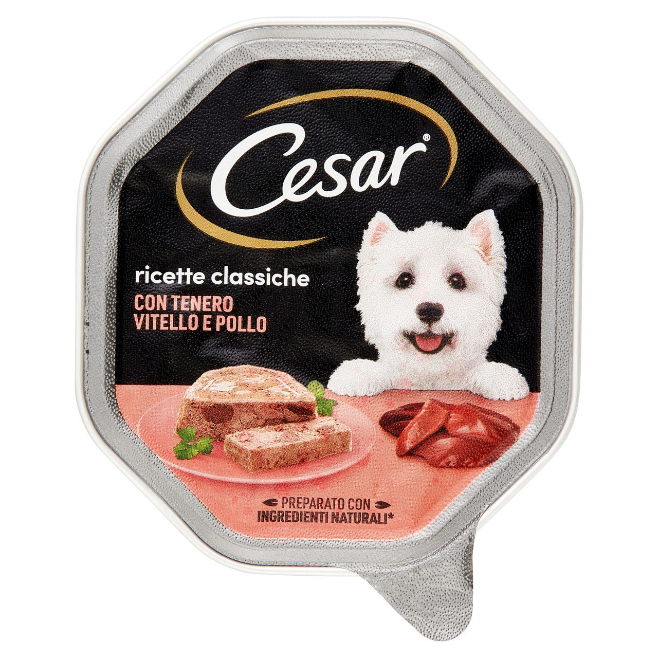 Cesar Ricette Classiche Cibo Umido Cane in Vaschetta con Tenero Vitello e Pollo 150 g