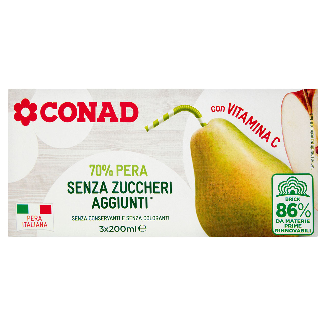 CONAD 70% Pera Senza Zuccheri Aggiunti* 3 x 200 ml