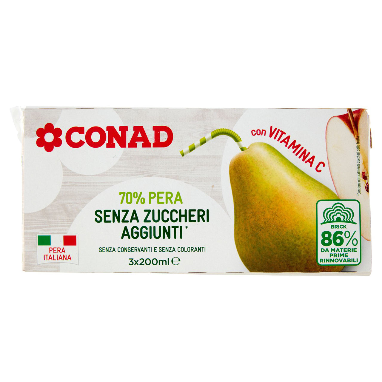 CONAD 70% Pera Senza Zuccheri Aggiunti* 3 x 200 ml