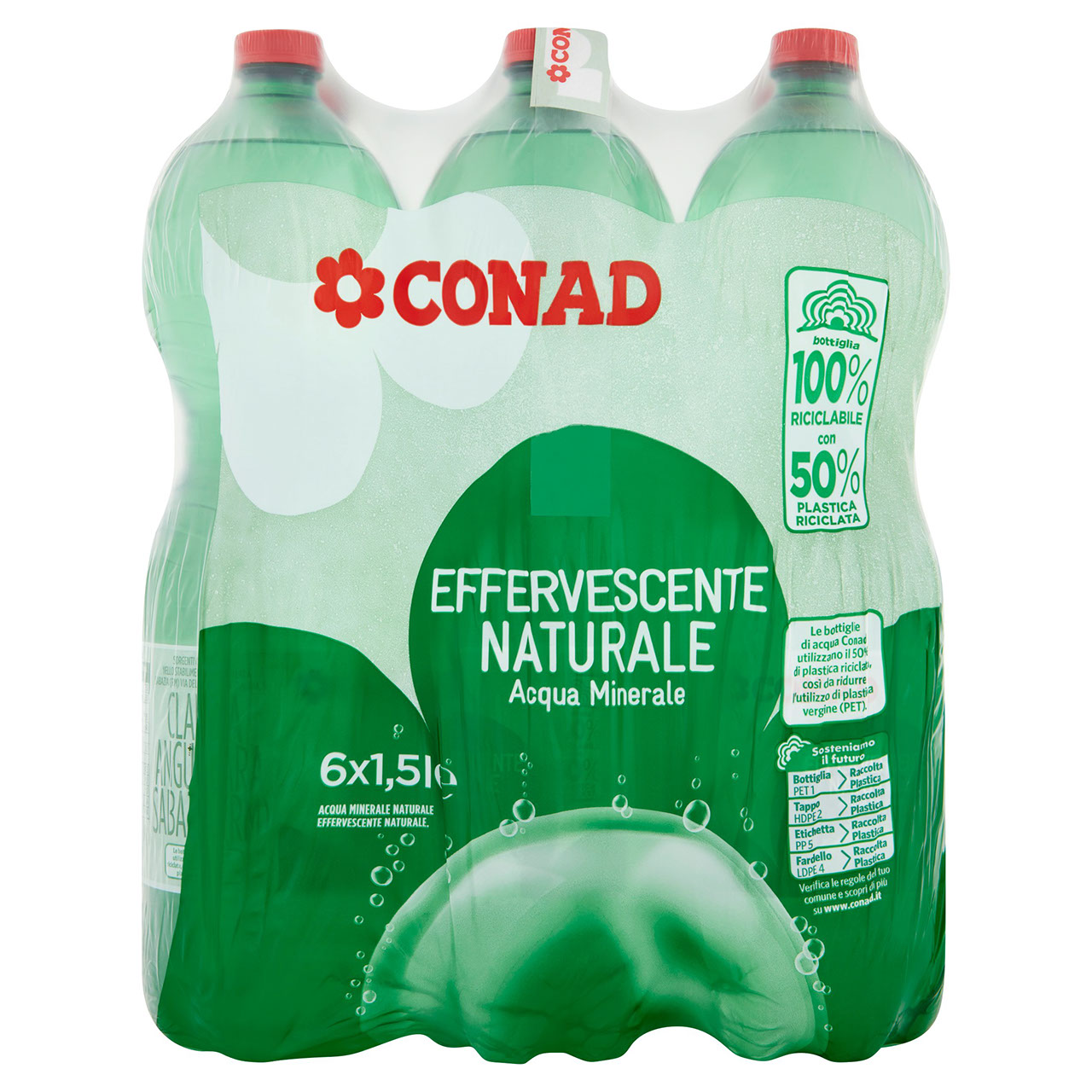 CONAD Acqua Minerale Effervescente Naturale 6 x 1,5 l