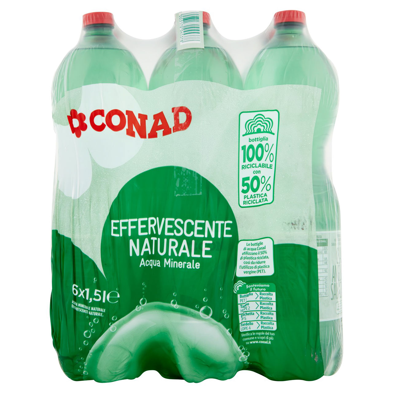 CONAD Acqua Minerale Effervescente Naturale 6 x 1,5 l