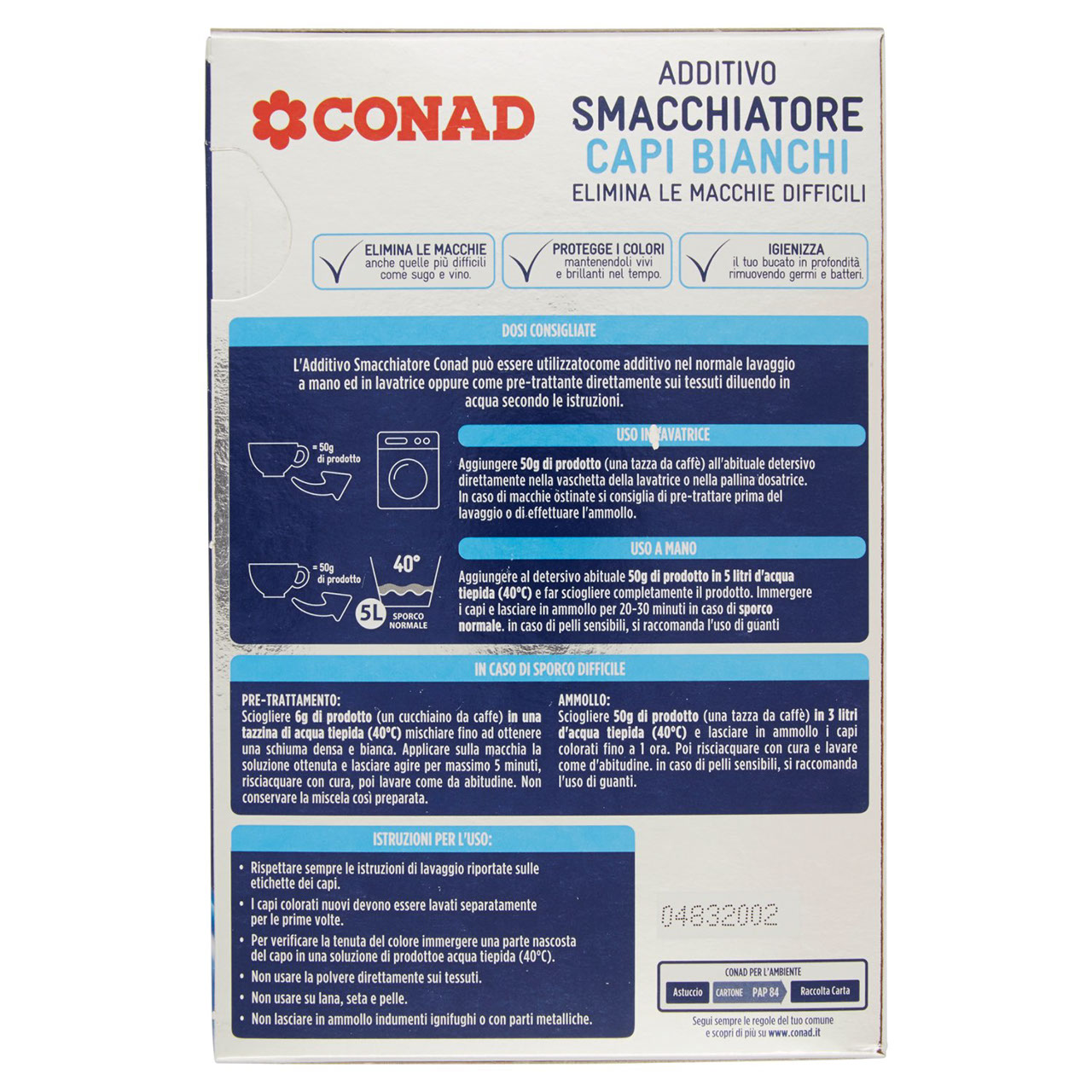 Smacchiatore Capi Bianchi 600 g Conad online