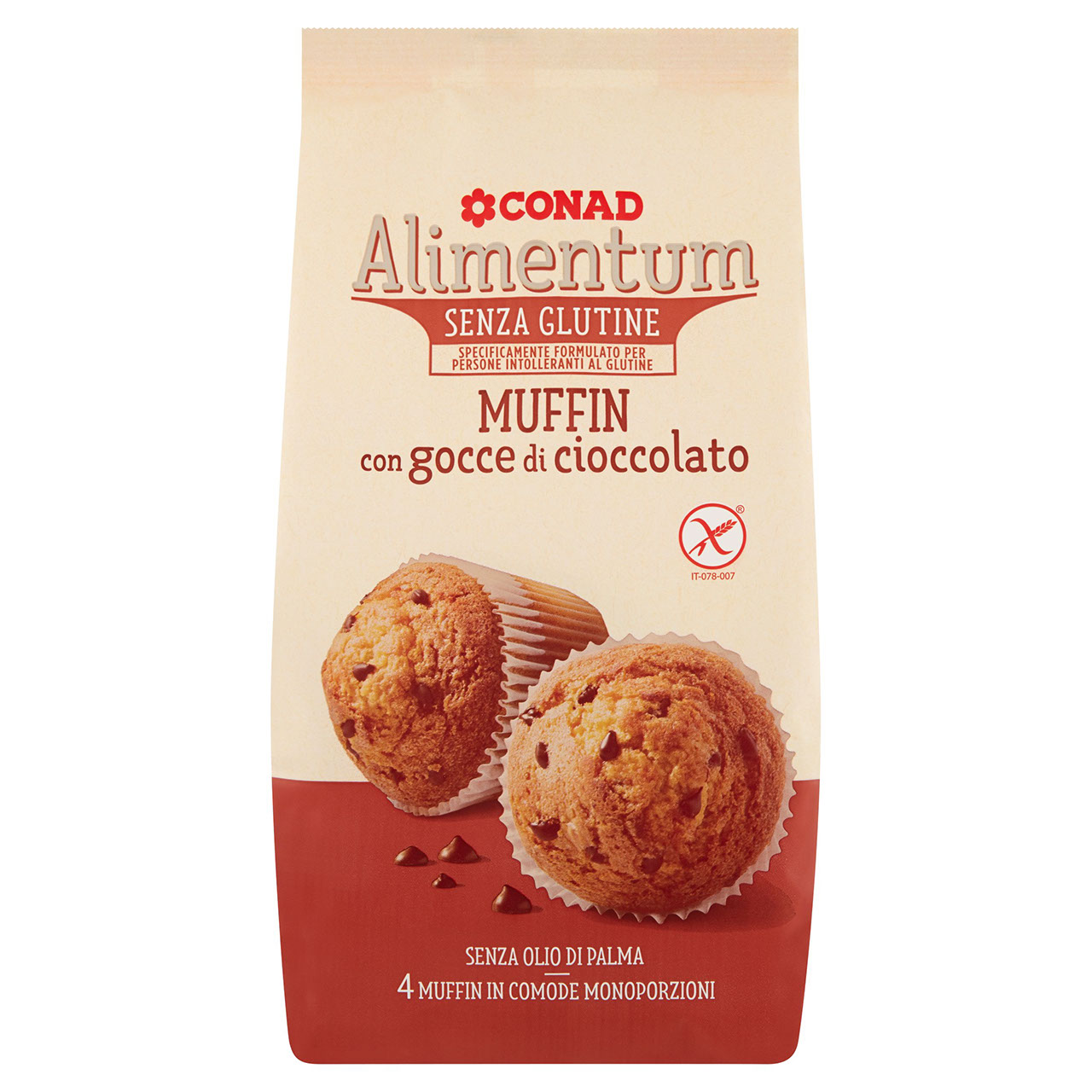 Muffin Senza Glutine al Cioccolato Alimentum Conad