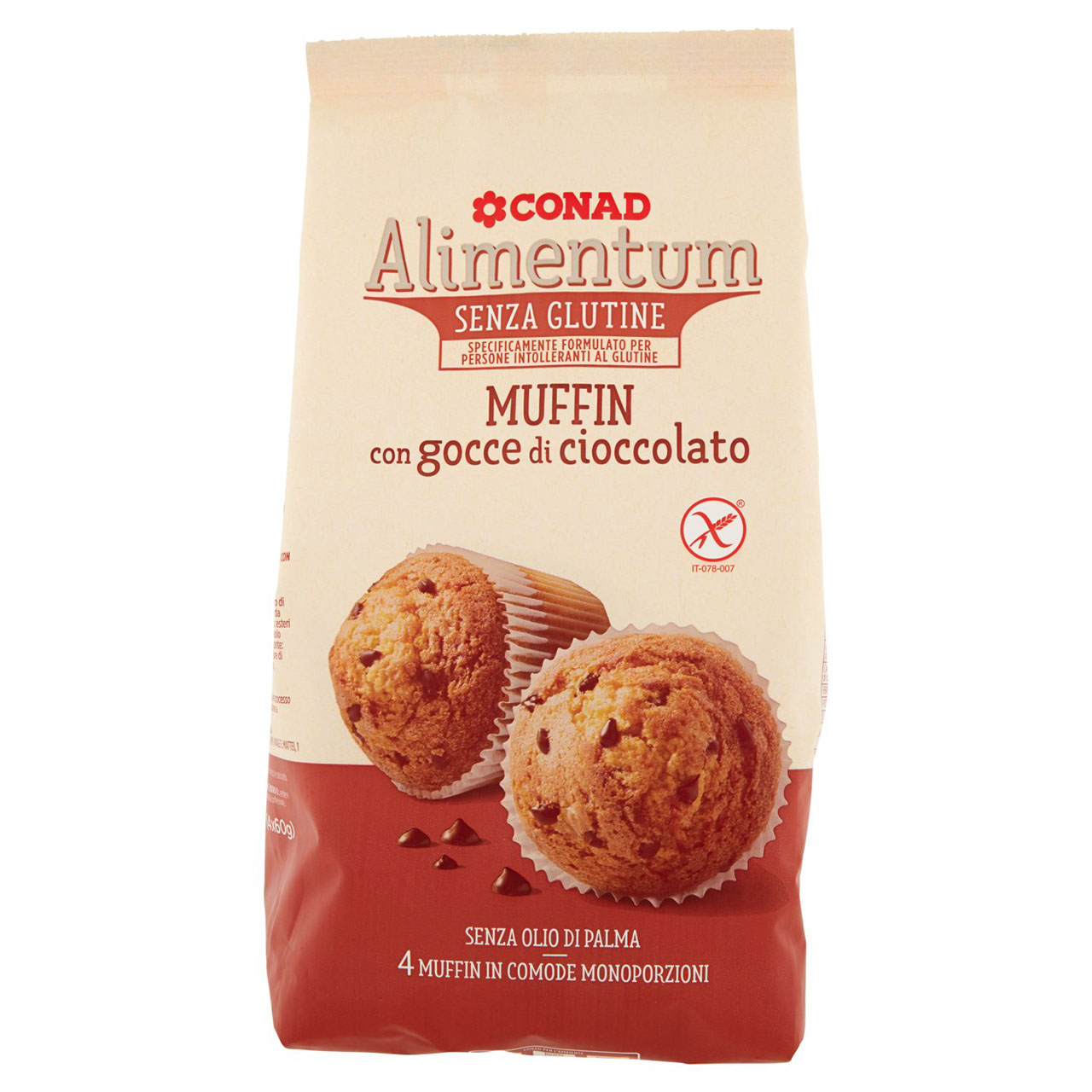 Muffin Senza Glutine al Cioccolato Alimentum Conad