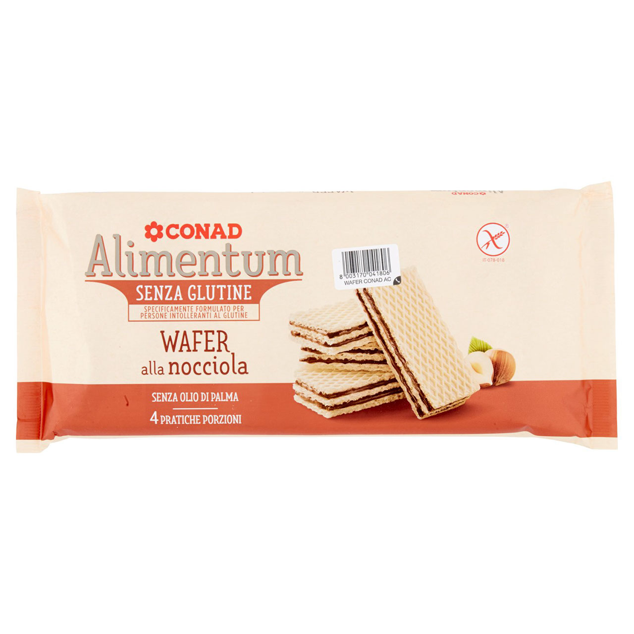 Wafer alla Nocciola Senza Glutine Alimentum Conad